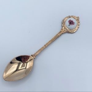 Gold Painted Metal Flower Tea Spoon